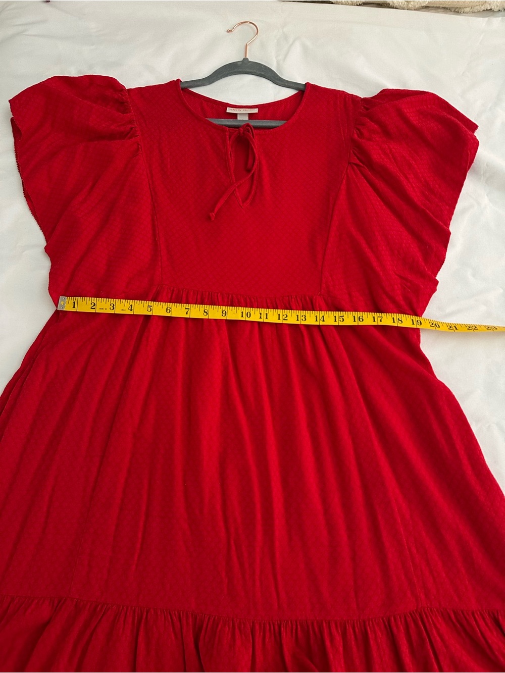 Knox Rose Red V‑Neck Short Flutter Sleeve Tiered Dress - Picture 4 of 7